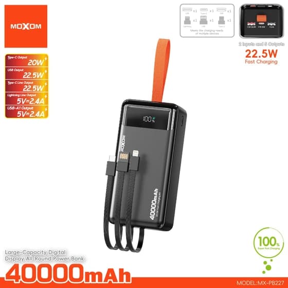 پاوربانک 40000mAh موکسوم مدل MX-PB227