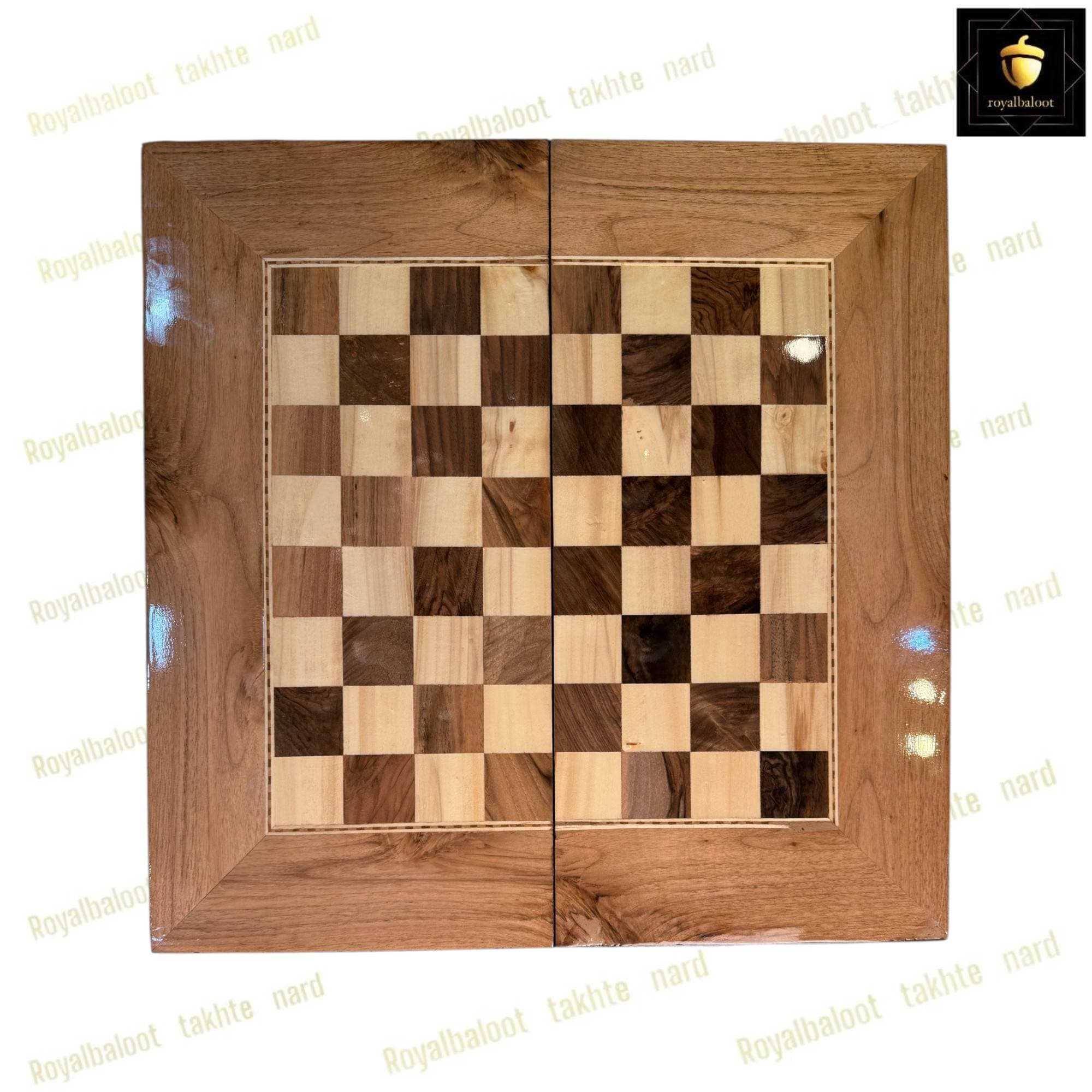 تخته نرد و شطرنج چوبی منبت سنتی کد 687 — تصویر ۲