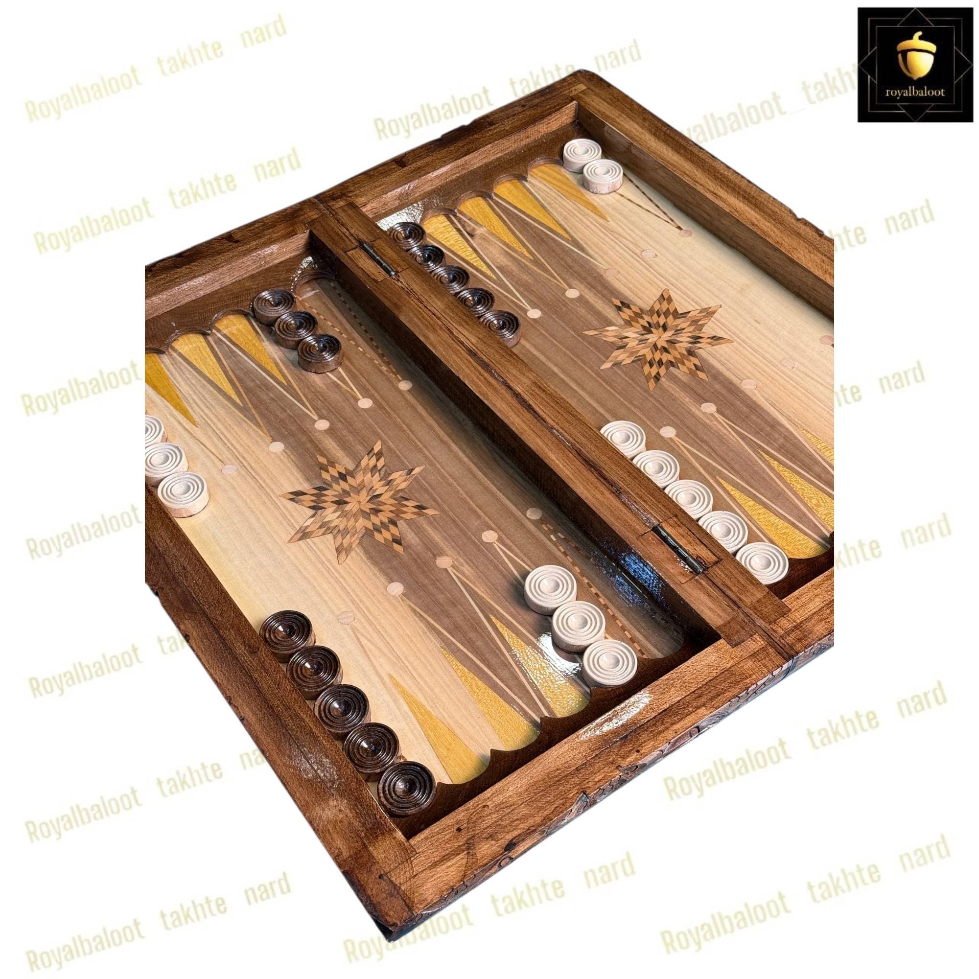 تخته نرد و شطرنج چوبی منبت سنتی کد 687 — تصویر ۶
