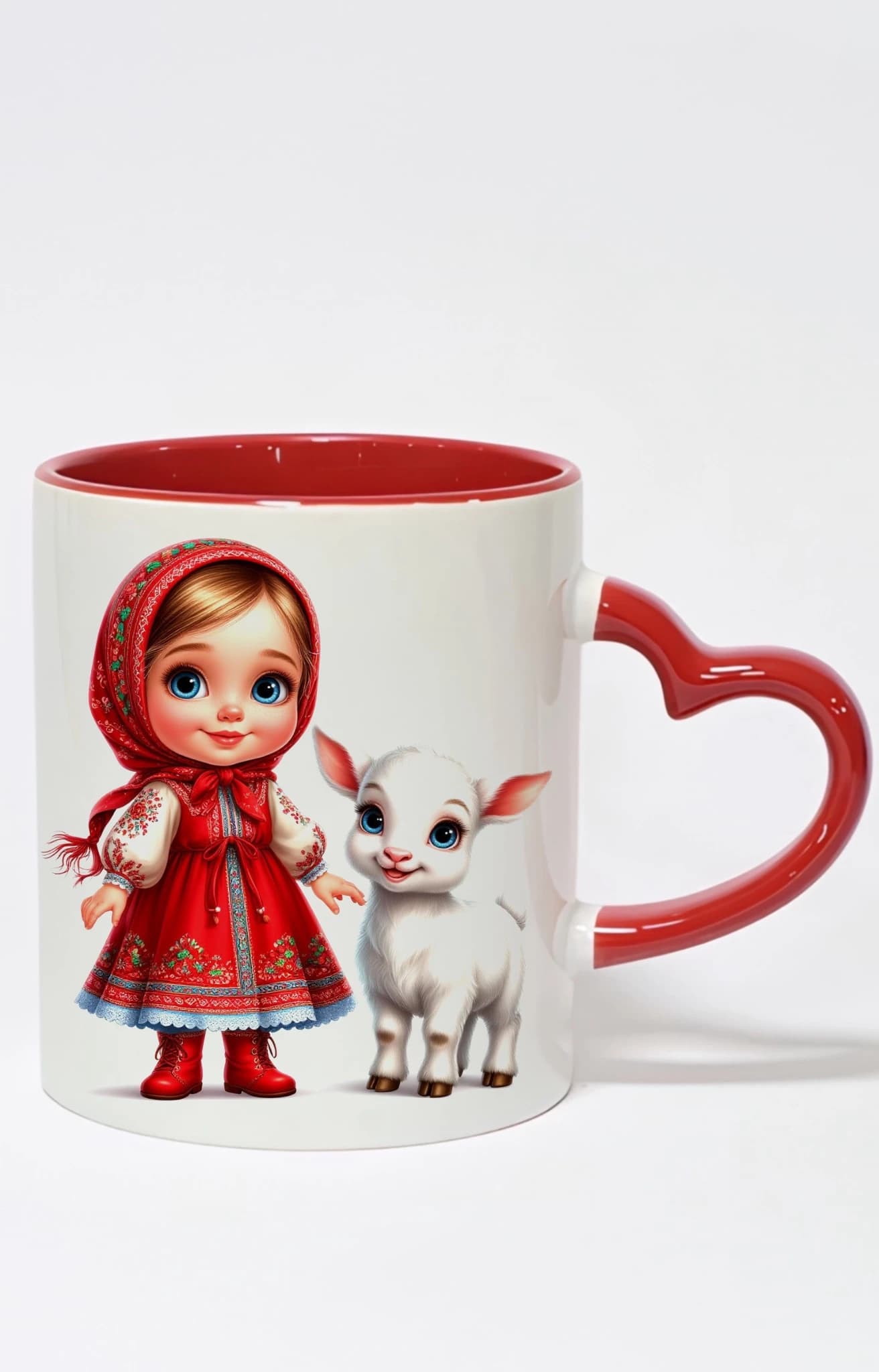 ماگ دسته قلبی رنگی طرح دختر girl کد 10017