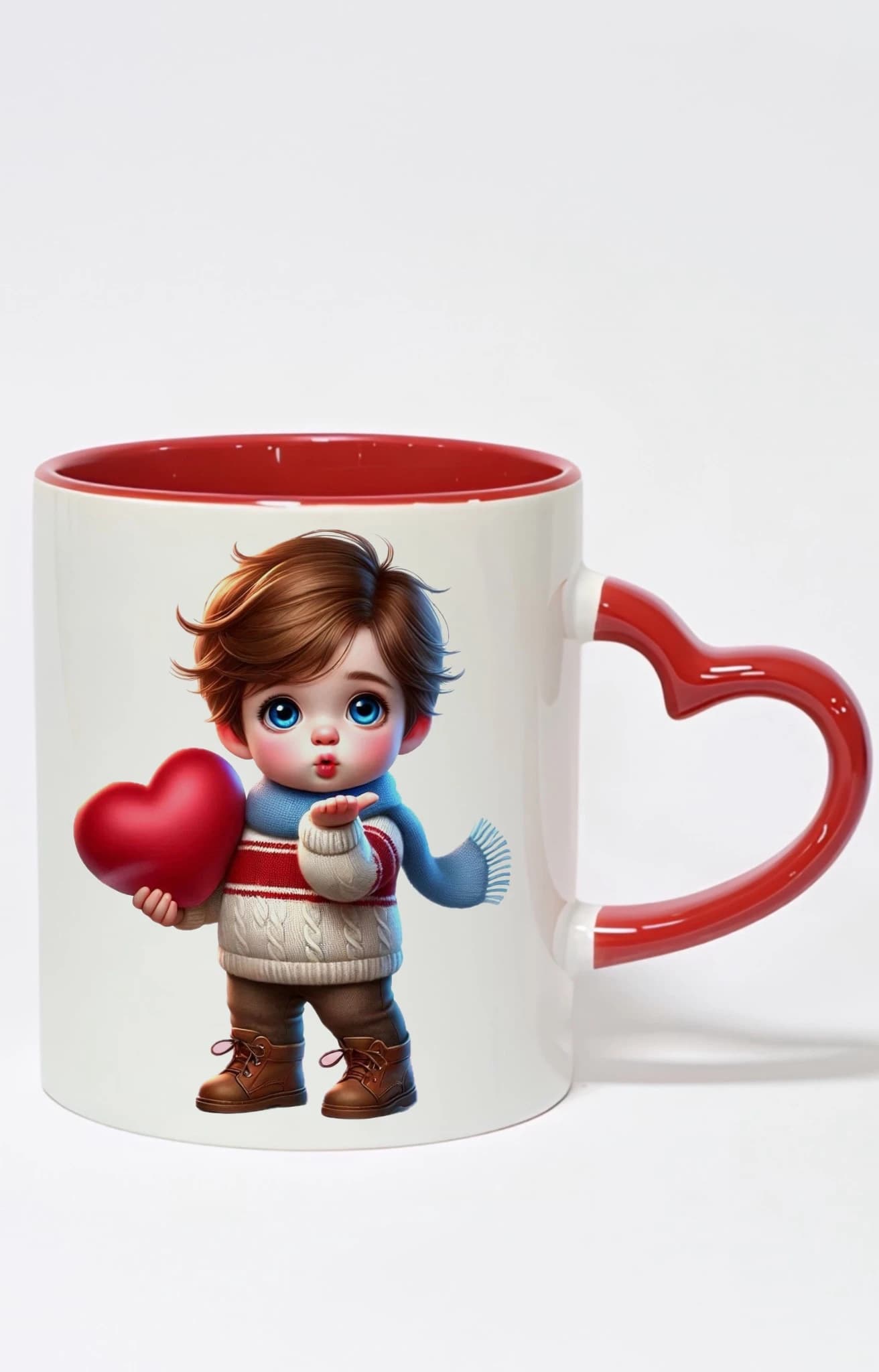 ماگ دسته قلبی رنگی طرح پسر عاشق boy in love کد 10012