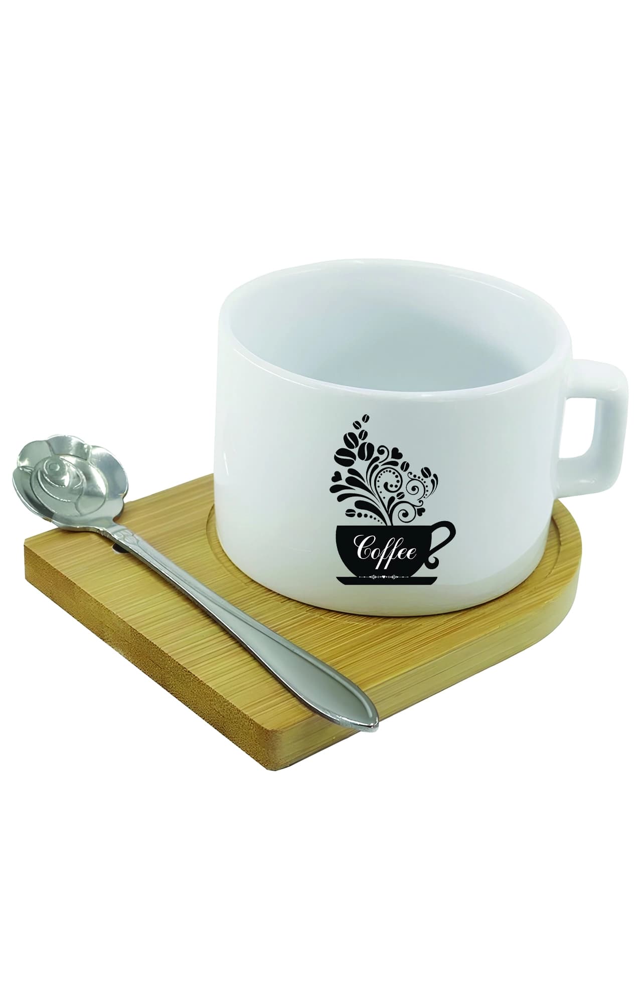 فنجان و نعلبکی بامبو طرح قهوه coffee کد 4445