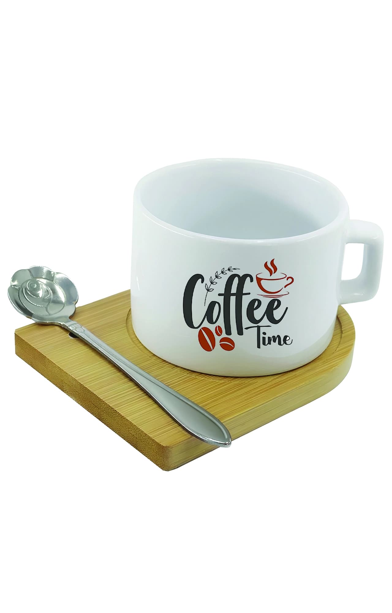 فنجان و نعلبکی بامبو طرح قهوه coffee time کد 4444