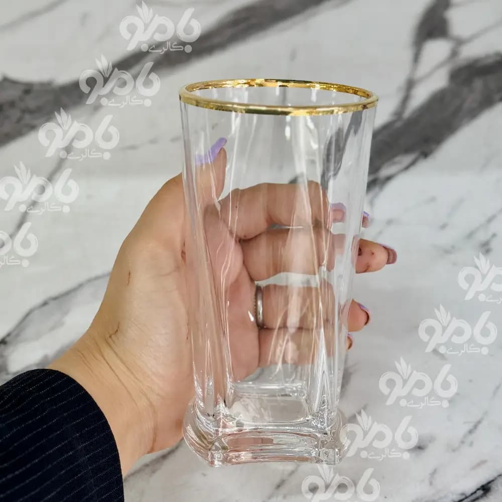پارچ و لیوان شیشه ای بلوم لب طلایی — تصویر ۲