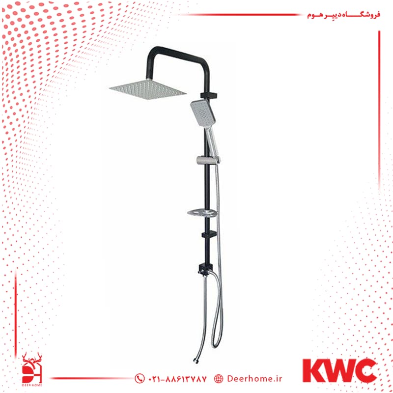 علم یونیکا KWC مدل اوراکل دو پارچه-S مربع باسردوش تلفنی استیل — تصویر ۳