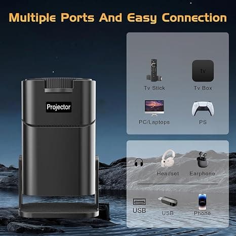 مینی پروژکتور پرتابل فول اچدی ۲۰۲۵ با پشتیبانی از سیستمهای مختلف | Mini Projector, 2025 Full HD 1080P Support — تصویر ۲