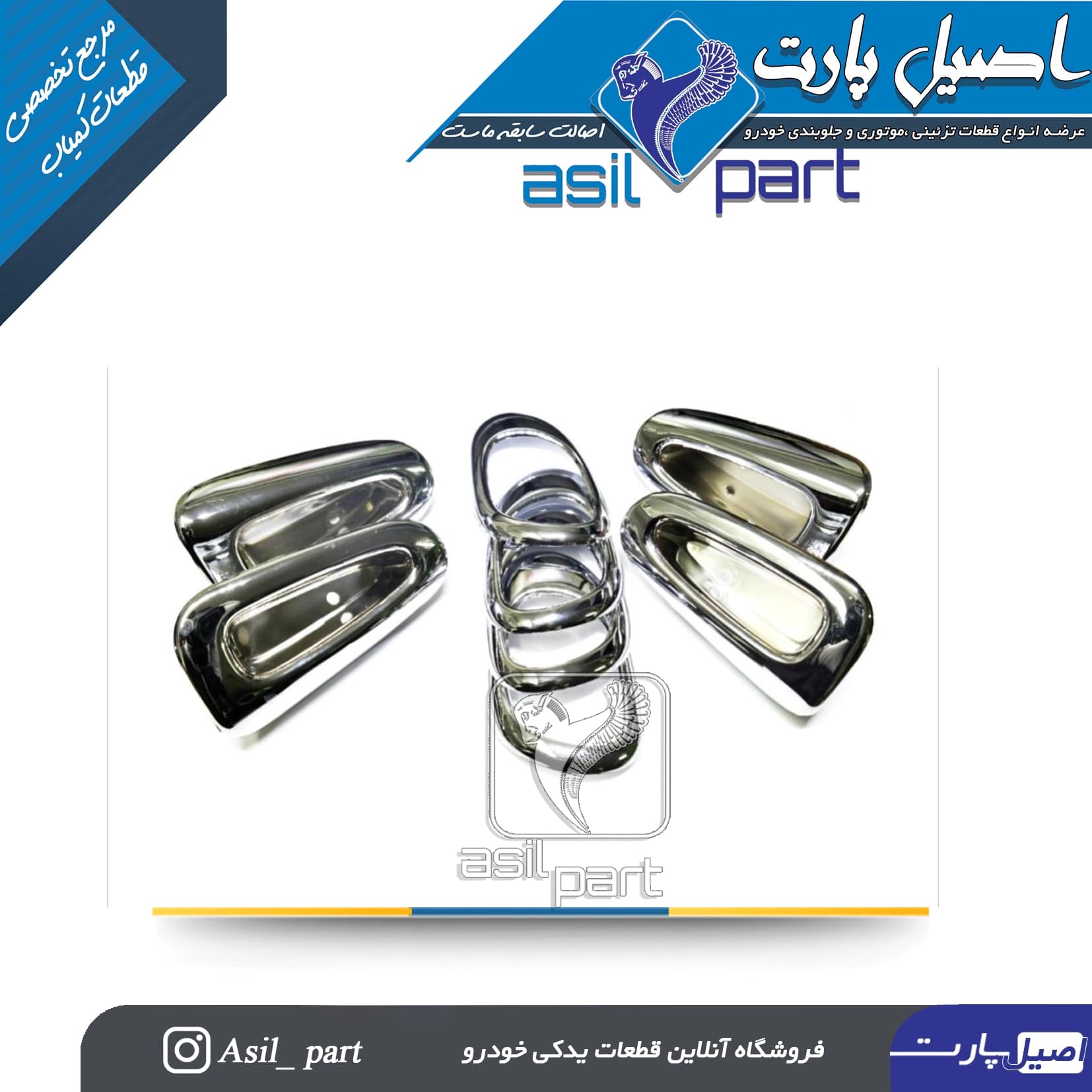 ست 8 تکه دستگیره و قاب دور دستگیره نقره ای 206و207 کد 2173- اصیل پارت