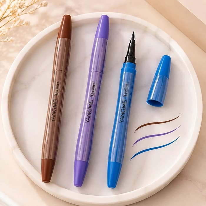 خط چشم ماژیکی رنگی یانگ می Yangmei Eyeliner در ۳ رنگ آبی، بنفش و قهوهای