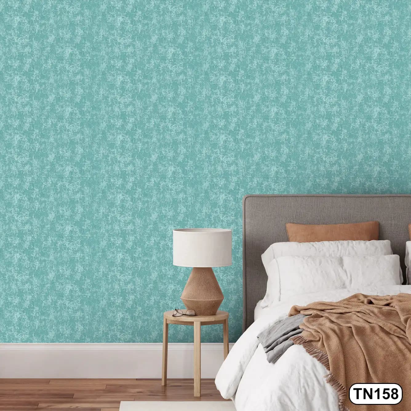 کاغذ دیواری رنگ سبز آبی کد TN158