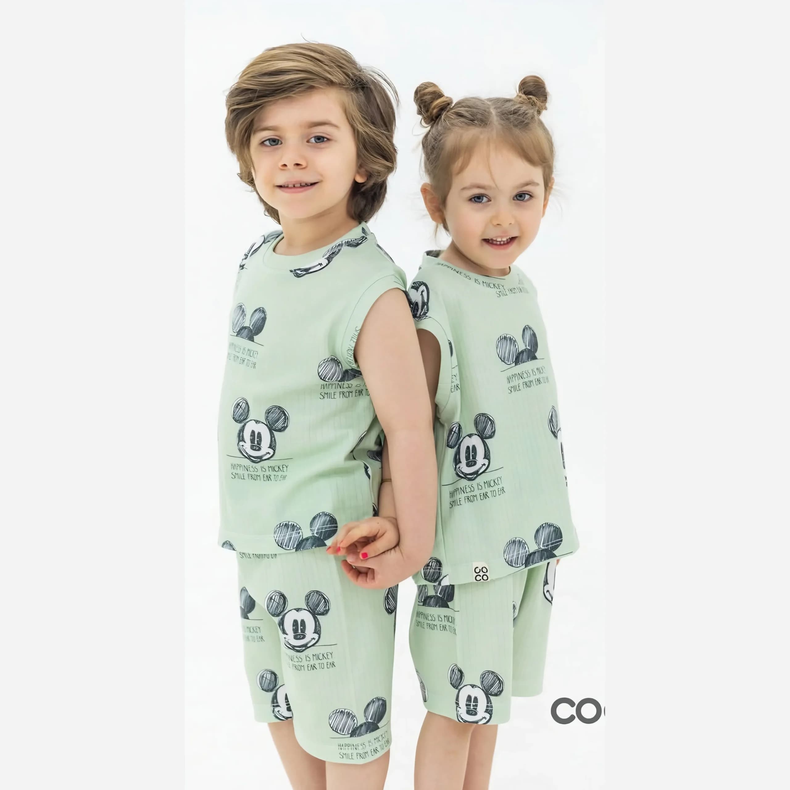 ست تاپ و شلوارک بچگانه نخ پنبه ای طرح فانتزی برند COCO — تصویر ۳