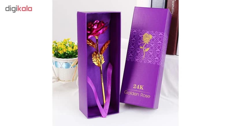 شاخه گل گلدن رز مدل Pi24k-G کد b134 — تصویر ۳