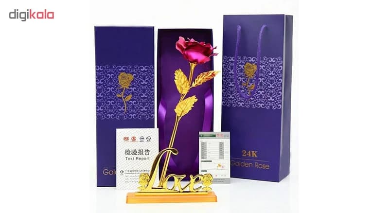 شاخه گل گلدن رز مدل Pi24k-G کد b134 — تصویر ۴