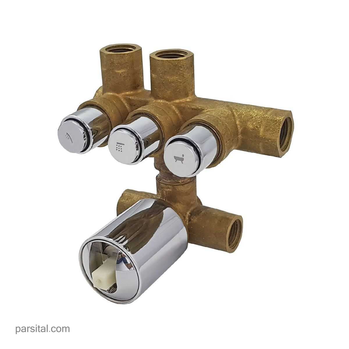شیرمرکزی (بدنه) حمام توکار کی دبلیو سی مدل ورونا کروم تیپ 4 (فشاری)