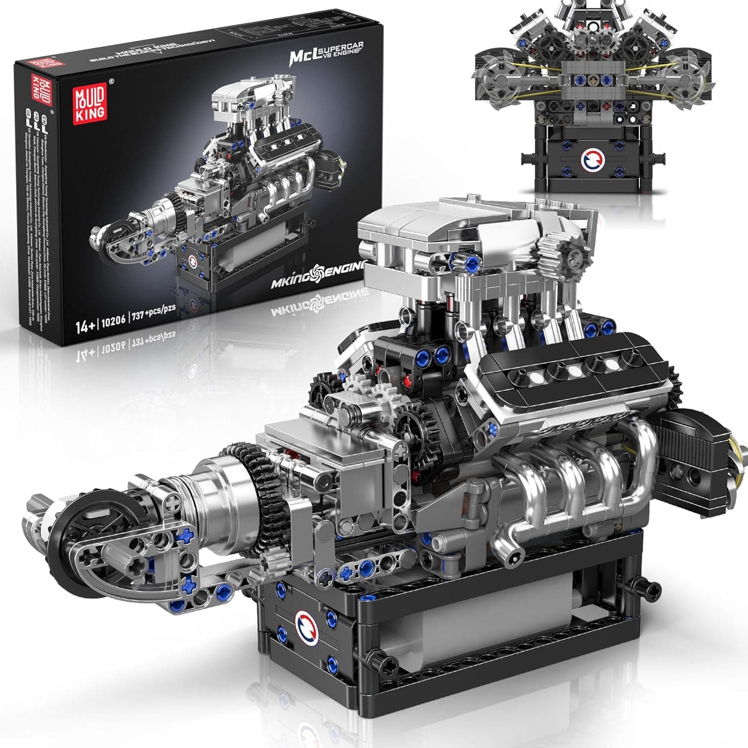 مجموعه لگو مکانیک موتور V8 Mould King 10206 | Mould King 10206 V8 Engine