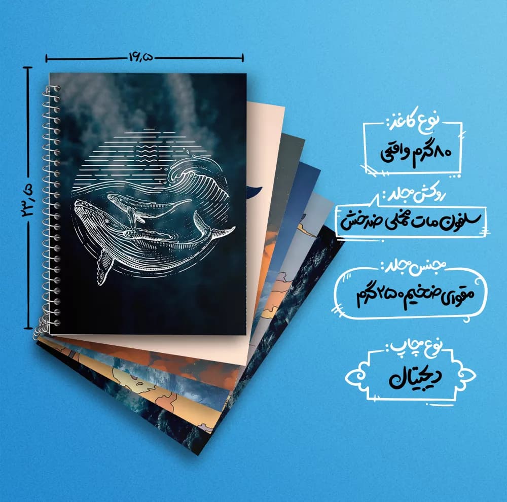 دفتر زبان 50 برگ خندالو مدل دو خط طرح وال کد 875 مجموعه 6 عددی — تصویر ۴
