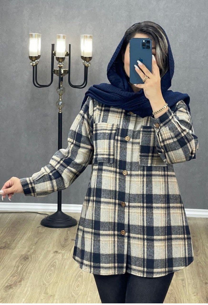 مانتو زنانه ۲جیب یقه مردانه دکمه چوبی (پک 3 عددی) — تصویر ۲