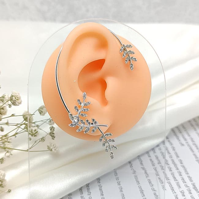 گوشواره مدل ایرکاف طرح گندمی نقره ای کد3 — تصویر ۲