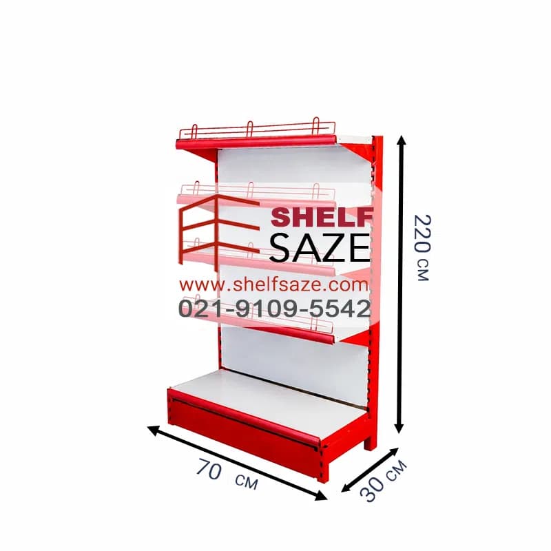 قفسه خود ایستا فروشگاهی 5 طبقه سایز 70*30 ارتفاع 220 سانتیمتر