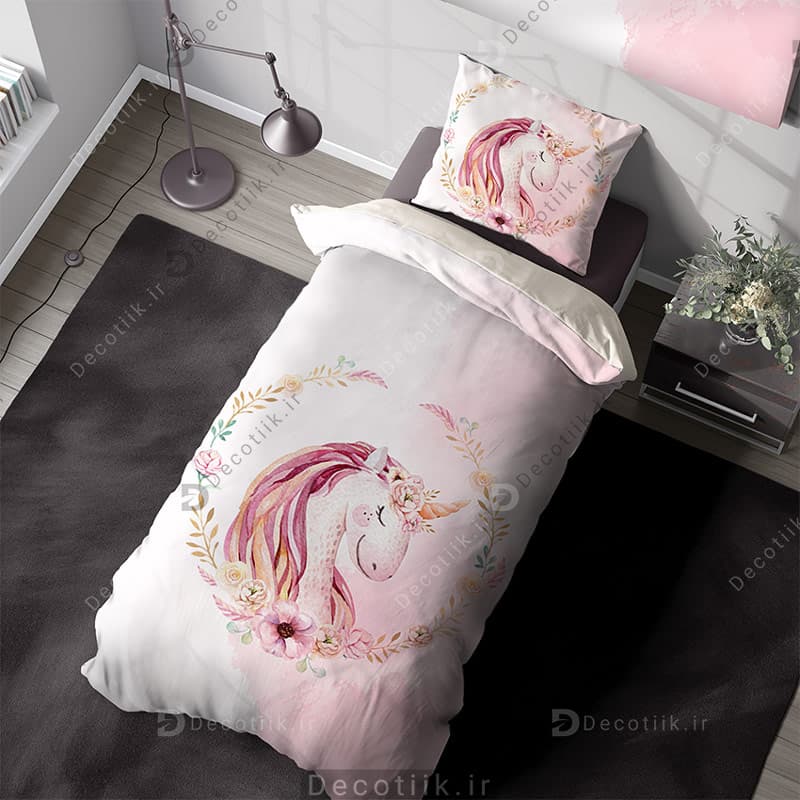 روتختی دخترانه طرح یونیکورن صورتی DK-1014