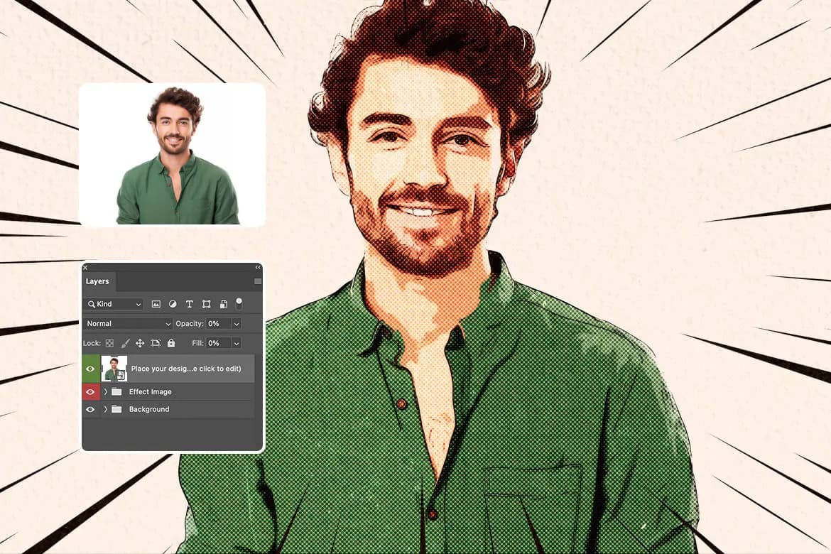 قالب لایه باز تبدیل عکس به کمیک در فتوشاپ — تصویر ۳