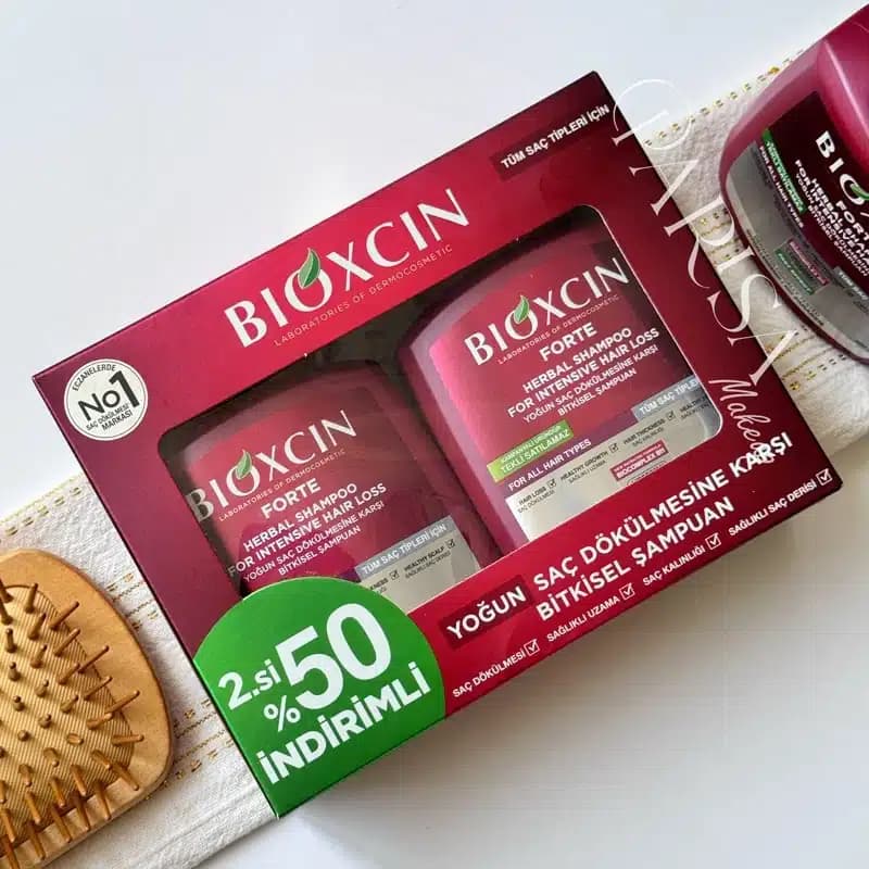 پک دو عددی شامپو گیاهی ضد ریزش مو بیوکسین BIOXCIN مدل Forte(300 میل)
