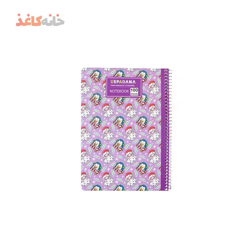 دفتر 100برگ فنری اسپادانا طرح استیکر بابانوئل و اردک