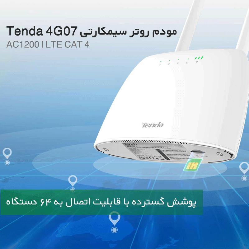 مودم 4G LTE دوبانده AC1200 تندا Tenda مدل 4G07 — تصویر ۴