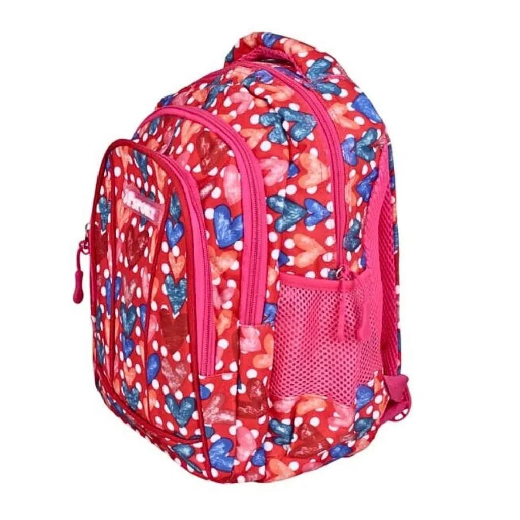 کوله پشتی دخترانه طرح قلب قرمز کد 355 — تصویر ۲