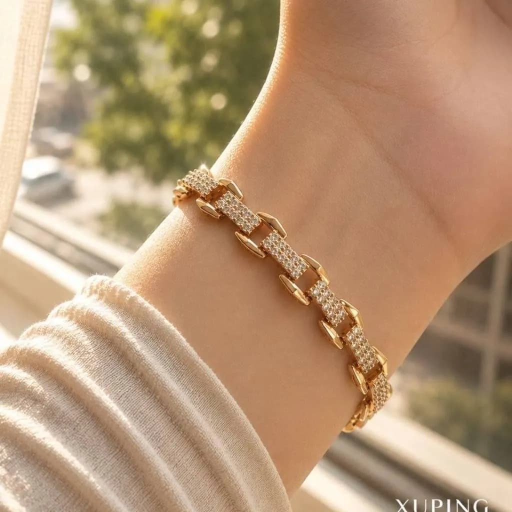 دستبند زنانه ژوپینگ مدل نگین دار کد 6632 — تصویر ۲