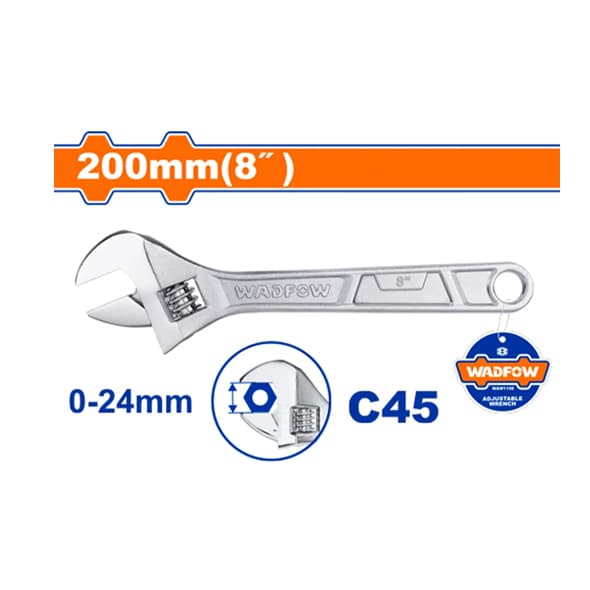 آچار فرانسه فول پالیش وادفو 8 اینچ کد WAW1108