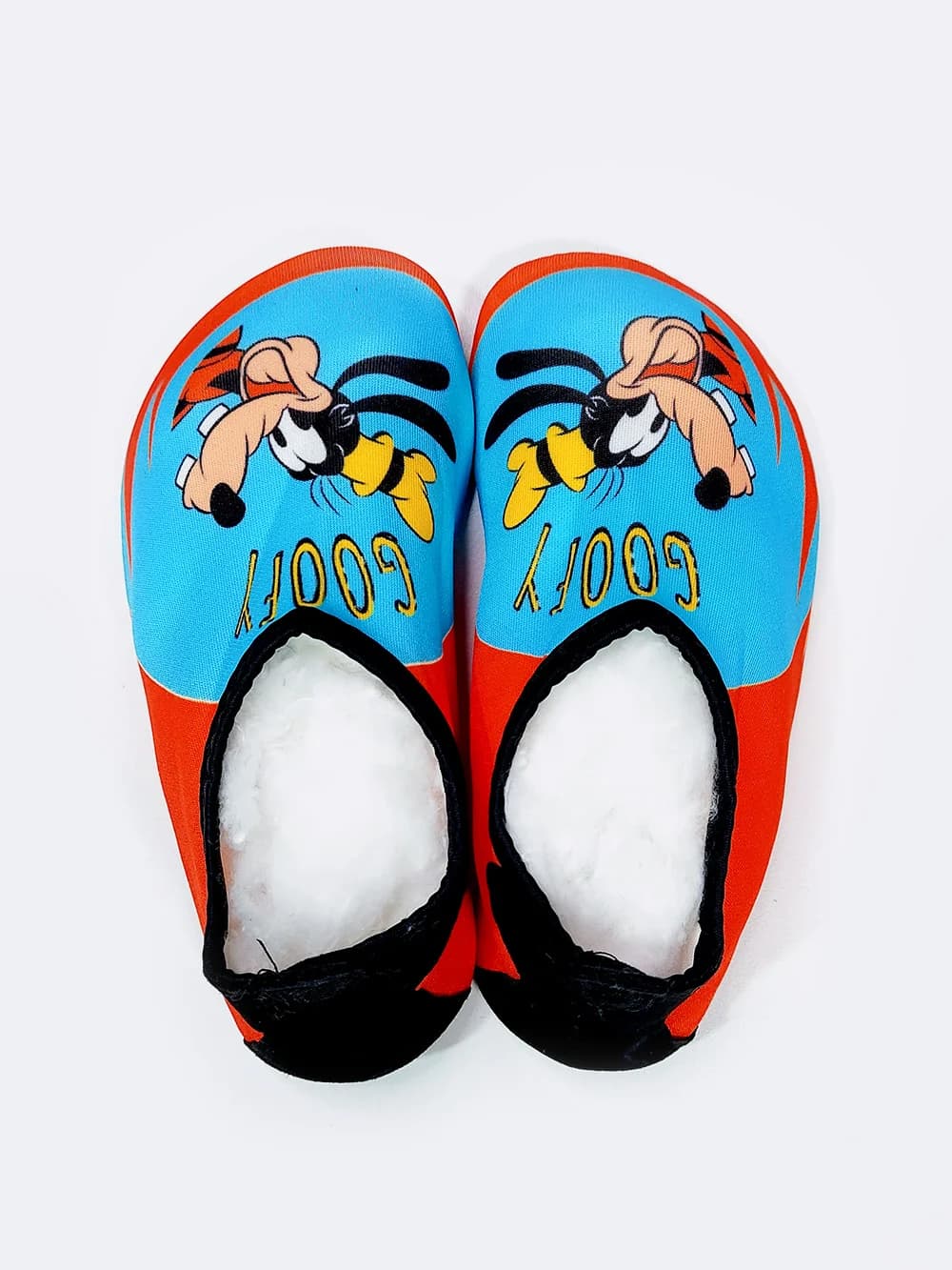 کفش استخری بچه گانه طرح کارتون گوفی ( goofy ) به رنگ قرمز و آبی رنگ — تصویر ۳