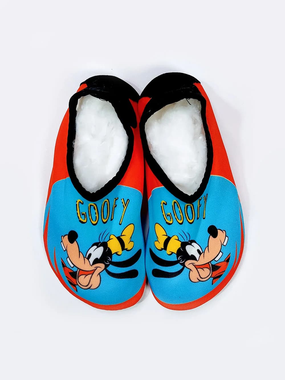 کفش استخری بچه گانه طرح کارتون گوفی ( goofy ) به رنگ قرمز و آبی رنگ — تصویر ۲