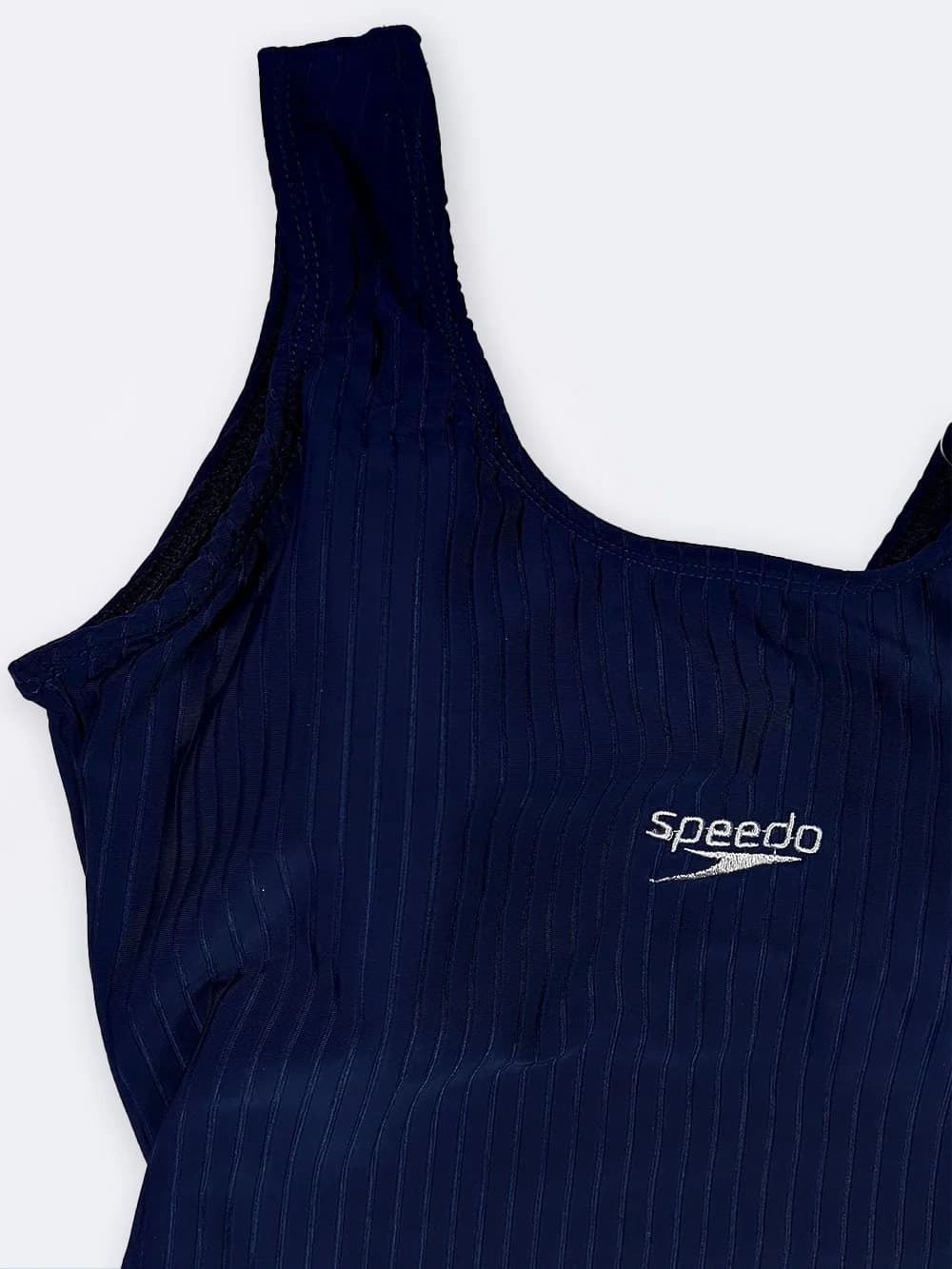 مایو زنانه پادار طرح راه راه کلاسیک شیک و جذاب بصورت کاپدار سرمه ای رنگ اسپیدو ( Speedo ) — تصویر ۵