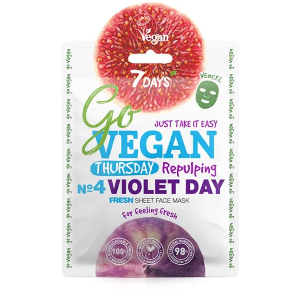 ماسک ورقی سون دی وگان طراوتبخش و شادابکننده پوست 7days go vegan thursday violet day fresh sheet face mask — تصویر ۲