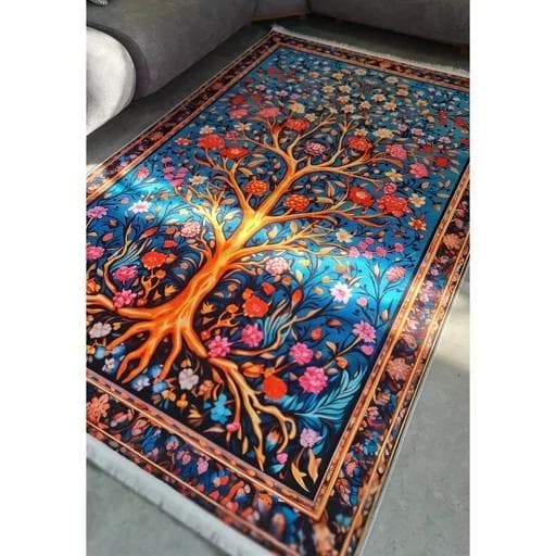 فرش ماشینی چاپی | فرشینه مخمل طرح درخت 040 (پس کرایه)