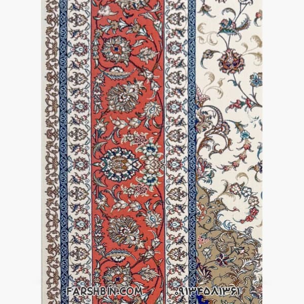 فرش ماشینی کرم 1500 شانه مدل دستباف کد 7521 — تصویر ۲