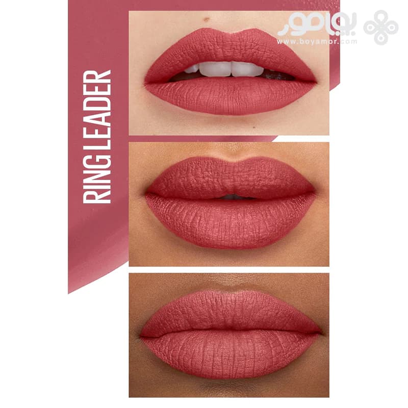 رژ لب مایع مات میبلین سوپر استی مدل MATTE INK شماره 175 رنگ RINGLEADER — تصویر ۲