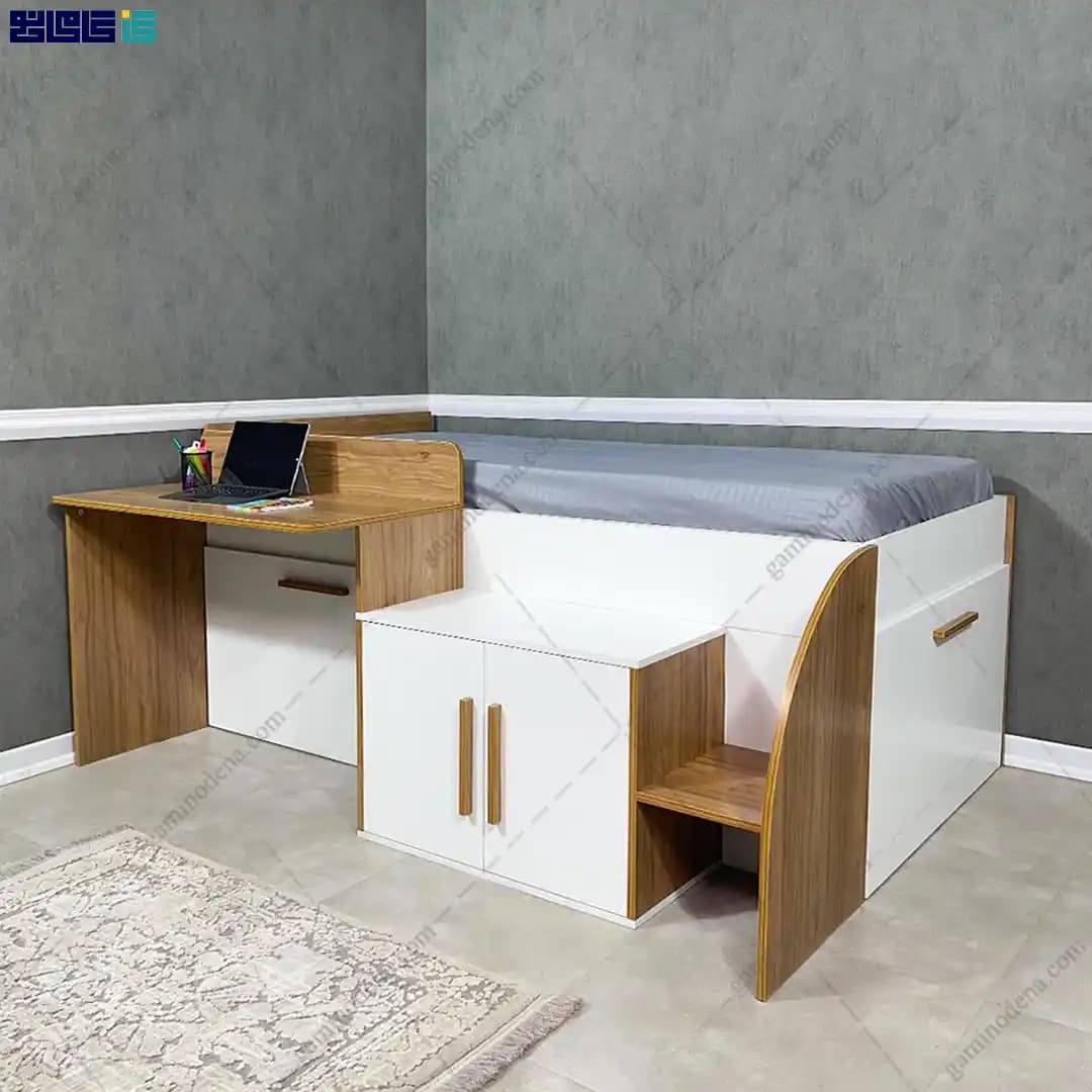 تخت خواب با میز تحریر و باکس مانی یک نفره