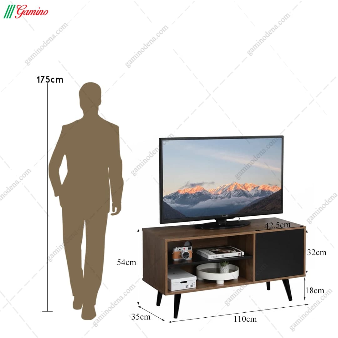 میز تلویزیون ساده و شیک مینیمال پایه چوبی مدل کارولین — تصویر ۳