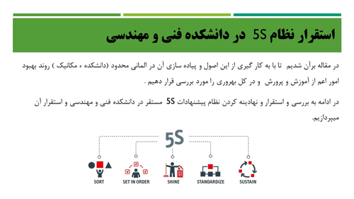 پاورپوینت استقرار نظام 5S در دانشکده فنی و مهندسی (13410) — تصویر ۵