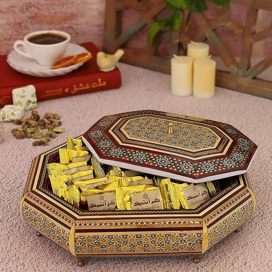 شکلات خوری چوبی 8 گوش خاتم 4023 — تصویر ۲