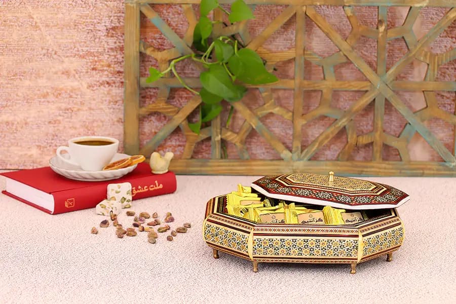 شکلات خوری چوبی 8 گوش خاتم 4023 — تصویر ۳