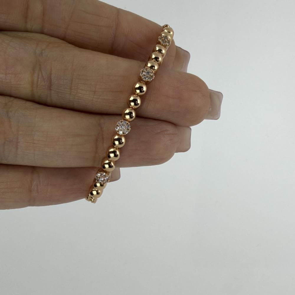 دستبند ژوپینگ دخترانه آبکاری طلایی کد 46 — تصویر ۲