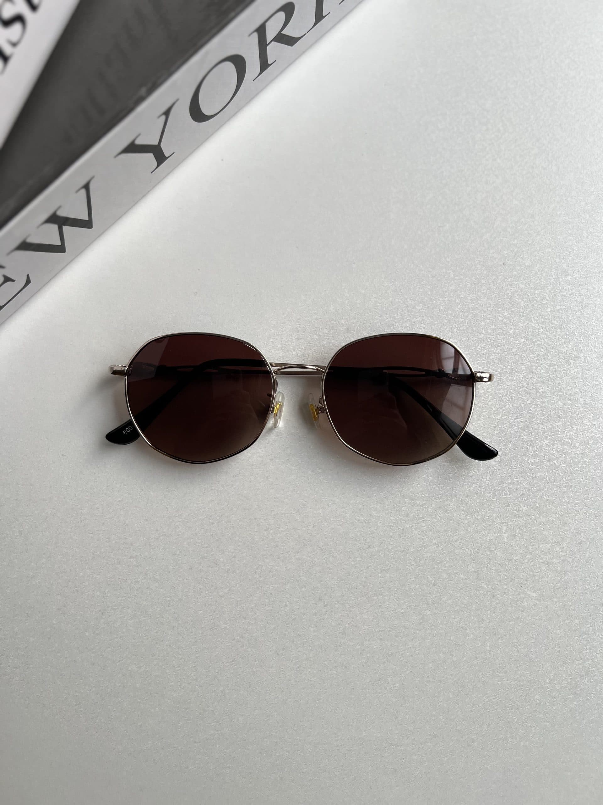 عينك آفتابي برند Gucci اسپرت گرد قهوه ای ترند يووي 400