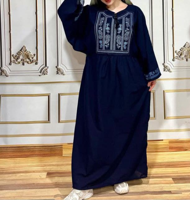 پیراهن ساحلی مانتویی کفتان لینن گلدوزی طرح کیمینو/کد586 — تصویر ۲