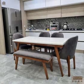 میز ناهار خوری چوبی 6 نفره بوگات مبلمان فرنا مدل 1113348