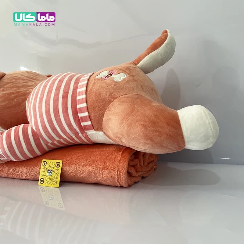 عروسک سگ هاسگی صورتی پتودار 60 سانتیمتر — تصویر ۵