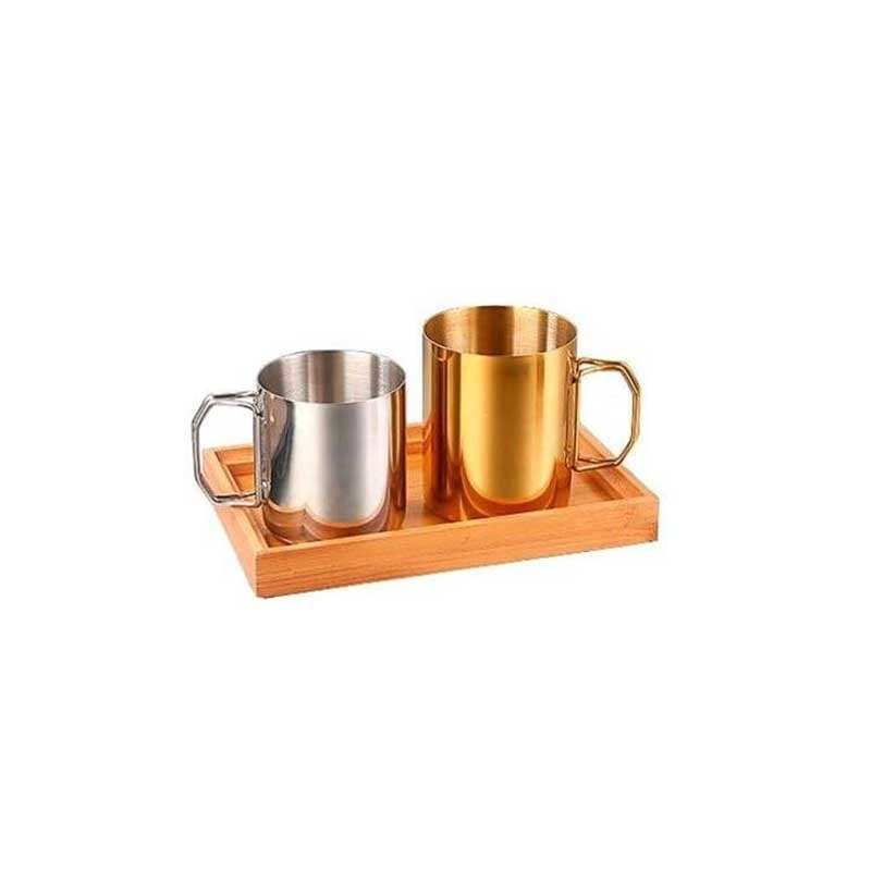 ليوان سفری استيل طلايي دسته دار 350ML — تصویر ۲