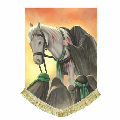 کتیبه مخمل نقاشی عمودی حضرت زینب(س)و ذوالجناح