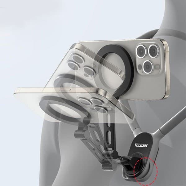هولدر موبایل گردنی تلسین Telesin magnetic neck holder MNM-002 Max لیبل هولوگرامی مارک تلسین حک شده خرید تک و عمده — تصویر ۸